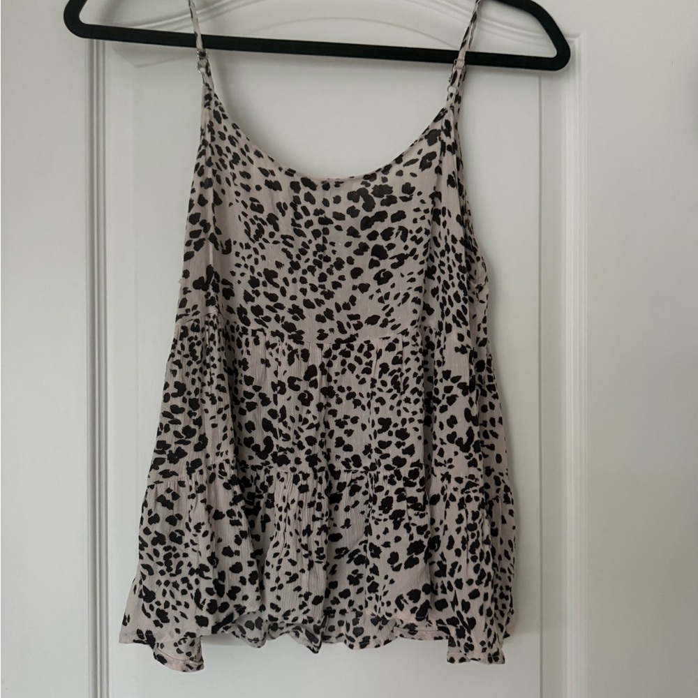Lush Babydoll Black and Cream Leopard Camisole Tank Top